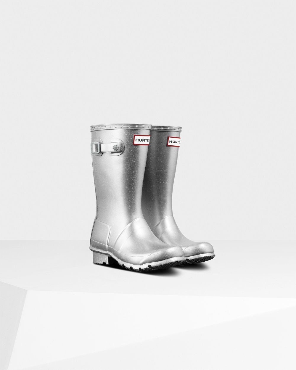 hunter rain boots silver